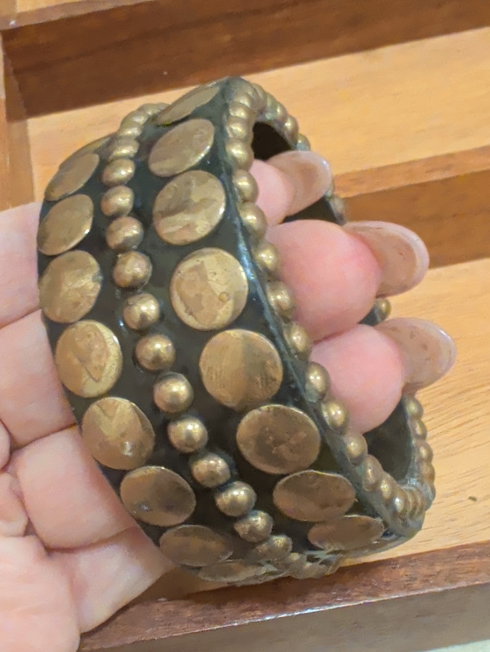 Studded Cuff Bracelet in Black & Gold
